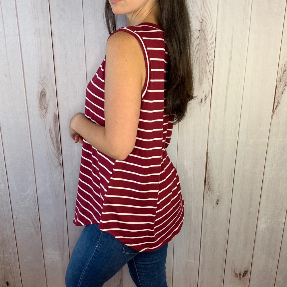 Mia- red white striped sleeveless top - Picture 6 of 8